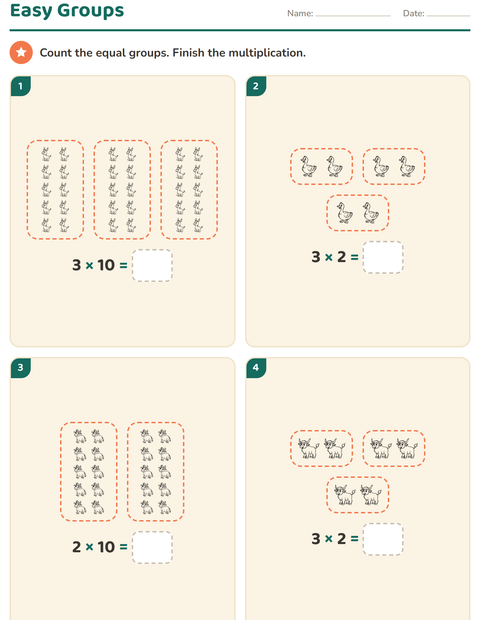 Preview of Arrays and Multiplication worksheet featuring Farm Animals BW for grade 2