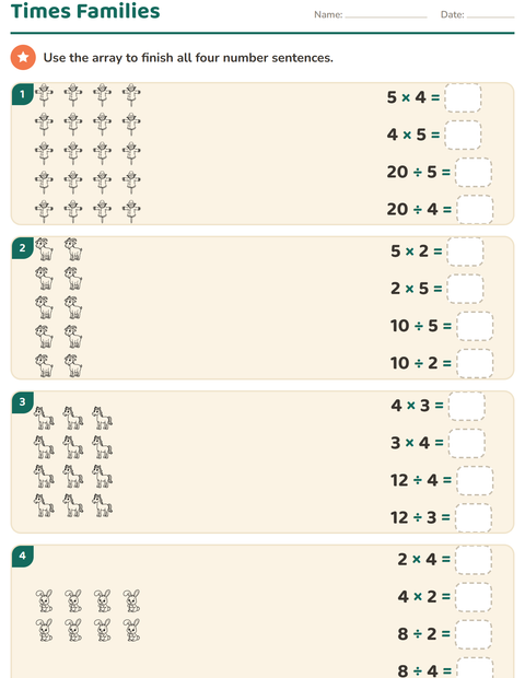 Preview of Arrays and Multiplication worksheet featuring Farm BW for grade 3