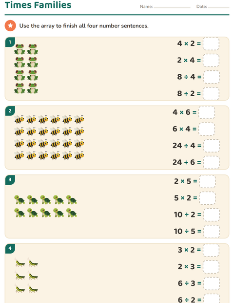 Preview of Arrays and Multiplication worksheet featuring Forest Creatures for grade 3