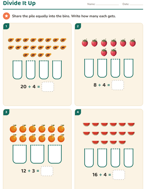 Grade 3 Multiplication and Division Worksheets: Facts, Arrays, and Equal Groups — 4