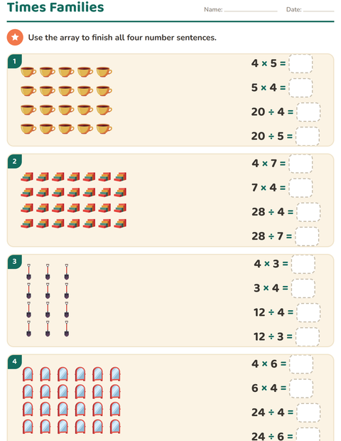 Preview of Arrays and Multiplication worksheet featuring Around the House for grade 3