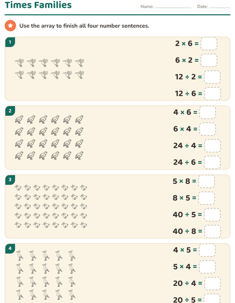 Preview of Arrays and Multiplication worksheet featuring Birds BW for grade 3