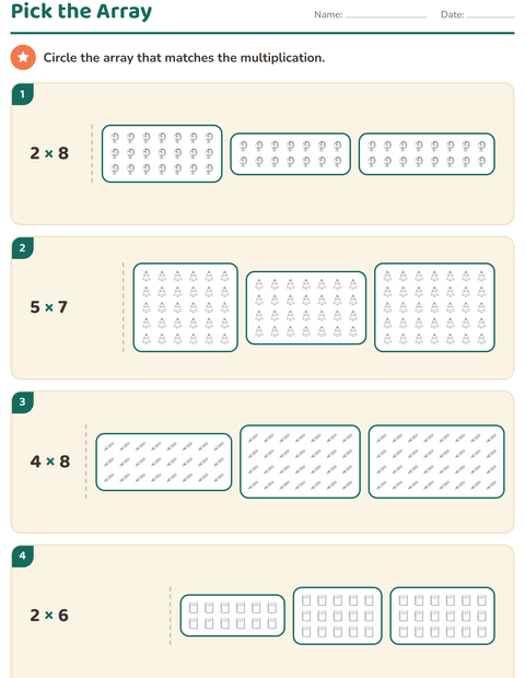 Preview of Arrays and Multiplication worksheet featuring Classroom (B&W) for grade 2