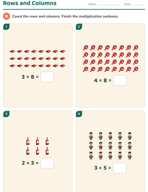 Preview of Arrays and Multiplication worksheet featuring Classroom for grade 2