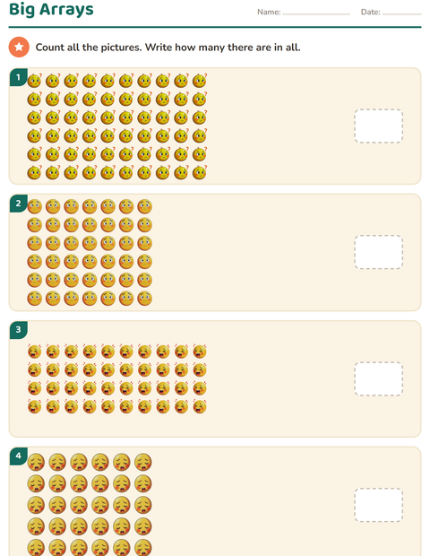 Preview of Arrays and Multiplication worksheet featuring Emotions for grade 3