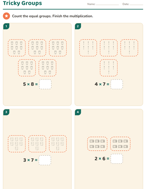Preview of Arrays and Multiplication worksheet featuring Kitchen BW for grade 3