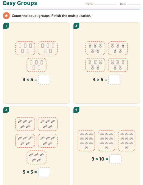 Preview of Arrays and Multiplication worksheet featuring Objects BW for grade 2