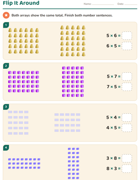 Preview of Arrays and Multiplication worksheet featuring Shapes for grade 3
