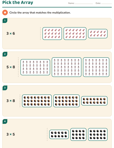 Preview of Arrays and Multiplication worksheet featuring Space for grade 2