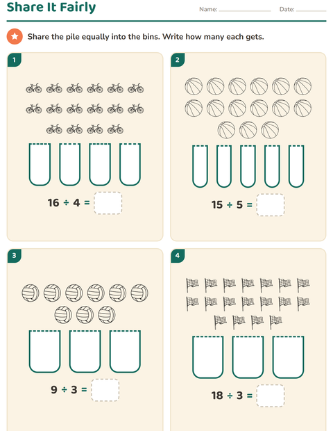 Preview of Arrays and Multiplication worksheet featuring Sports BW for grade 2