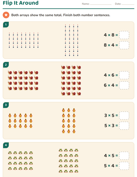Preview of Arrays and Multiplication worksheet featuring Spring for grade 3