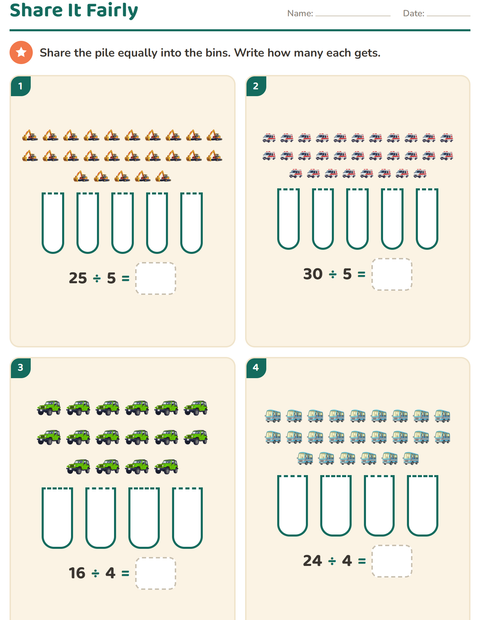 Preview of Arrays and Multiplication worksheet featuring Vehicles for grade 2