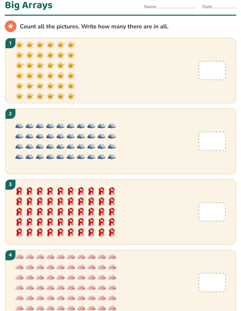 Preview of Arrays and Multiplication worksheet featuring Weather for grade 3