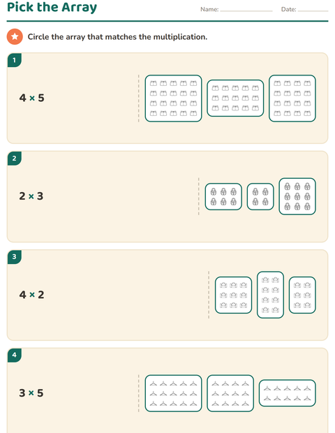 Preview of Arrays and Multiplication worksheet featuring Objects BW for grade 2