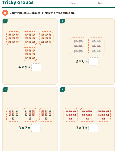 Preview of Arrays and Multiplication worksheet featuring Post Office for grade 3