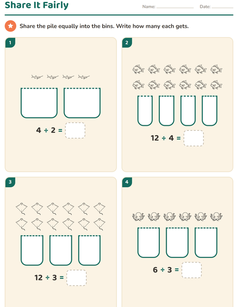 Preview of Arrays and Multiplication worksheet featuring Sea Life BW for grade 2