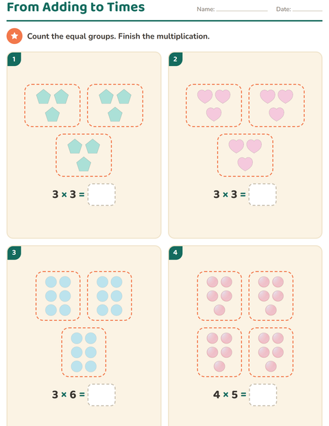Preview of Arrays and Multiplication worksheet featuring Shapes for grade 2