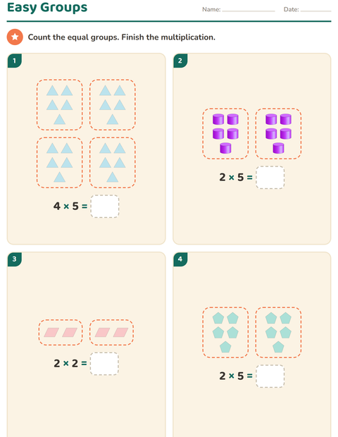 Preview of Arrays and Multiplication worksheet featuring Shapes for grade 2