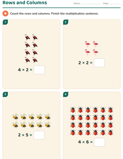 Preview of Arrays and Multiplication worksheet featuring Things That Fly for grade 2