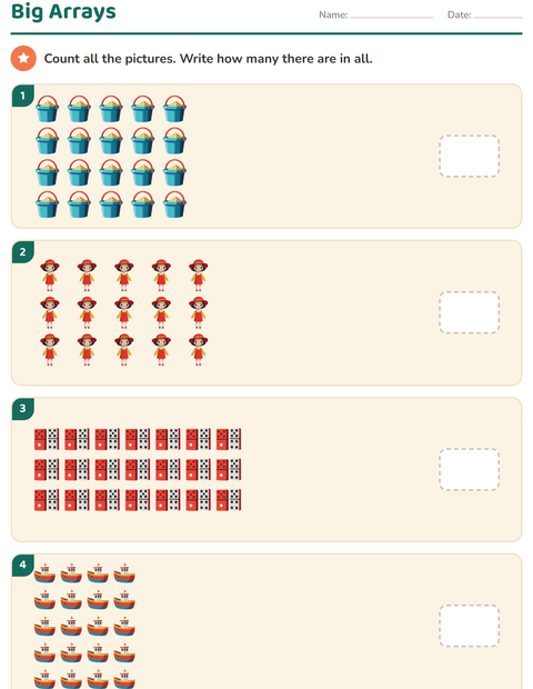 Preview of Arrays and Multiplication worksheet featuring Toys for grade 3