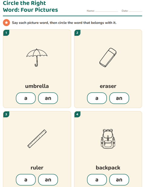 Preview of Articles worksheet featuring Education BW for kindergarten