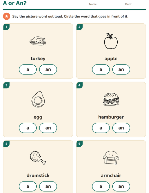 Preview of Articles worksheet featuring Food BW 2 for kindergarten