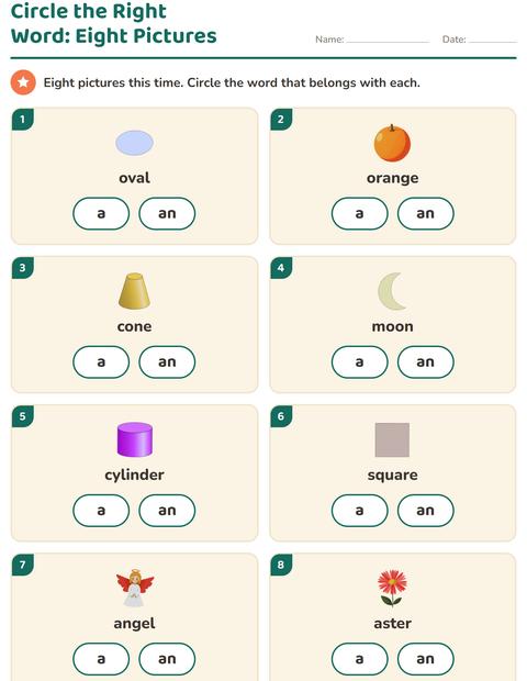 Preview of Articles worksheet featuring Shapes for kindergarten