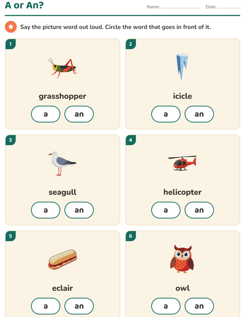 Preview of Articles worksheet featuring Things That Fly for kindergarten