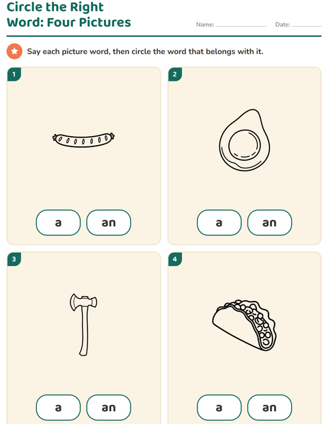 Preview of Articles worksheet featuring Food BW 2 for kindergarten
