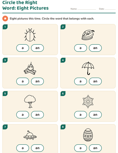 Preview of Articles worksheet featuring Nature BW for kindergarten