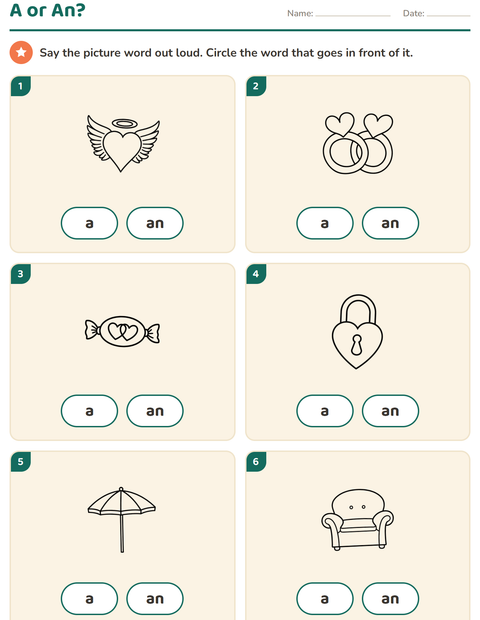 Preview of Articles worksheet featuring Valentine BW for kindergarten