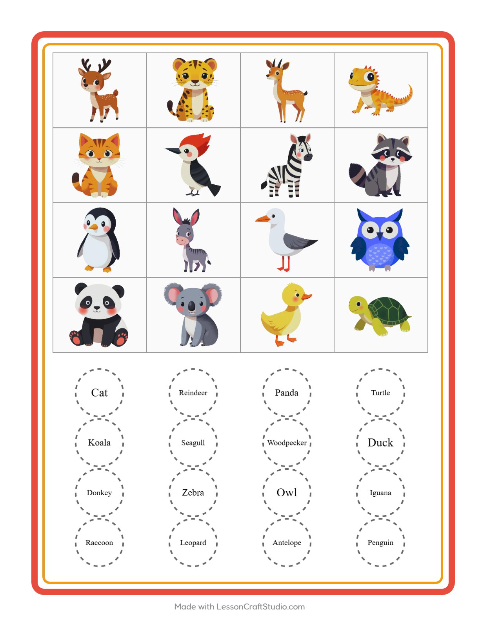 Picture Bingo with Animals