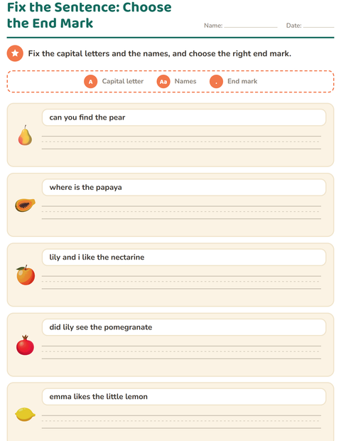 Preview of Fix the Sentence: Choose Between a Period and a Question Mark