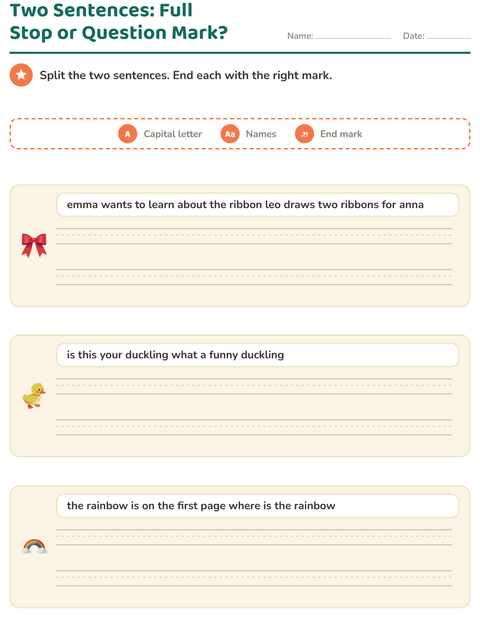 Preview of Capital Letters and Punctuation worksheet featuring Easter for grade 2