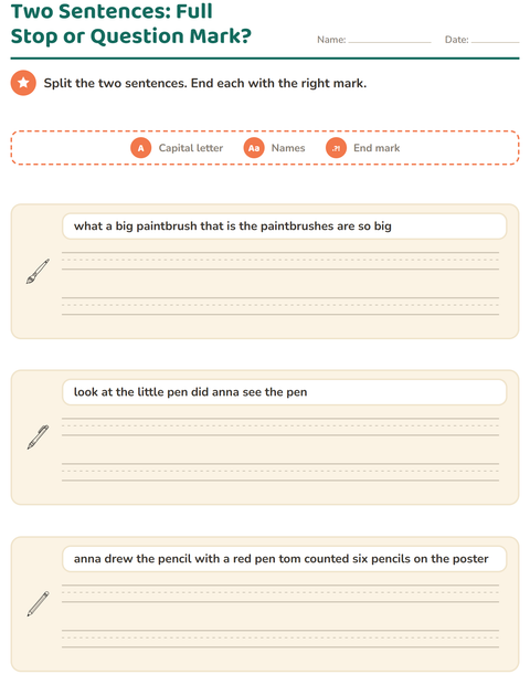 Preview of Capital Letters and Punctuation worksheet featuring Education BW for grade 2
