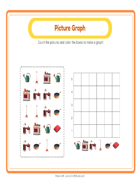 Preview of Chart Count worksheet featuring Around the House for kindergarten
