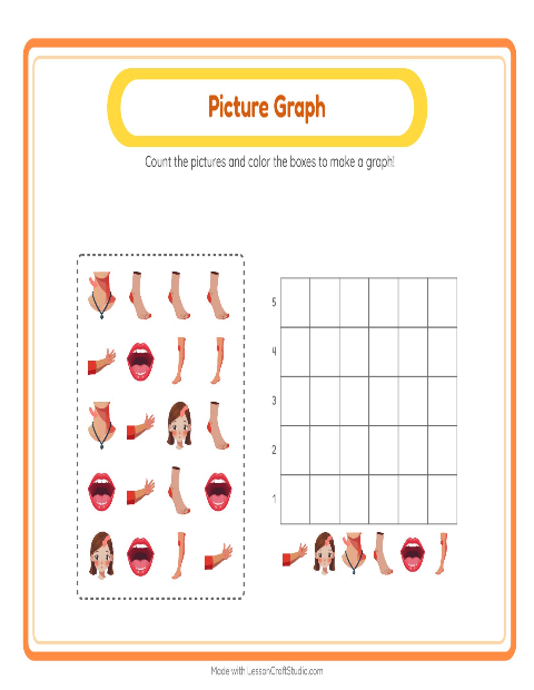 Preview of Chart Count worksheet featuring Body Parts for kindergarten