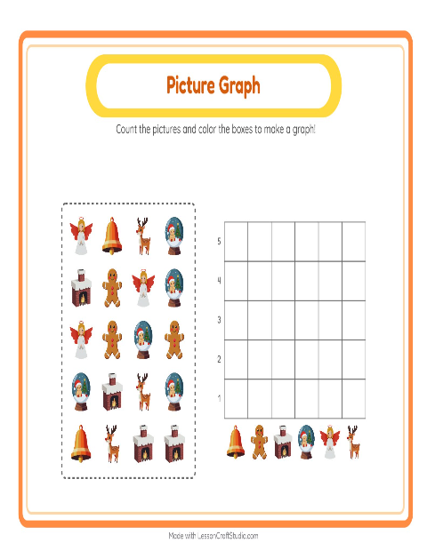 Preview of Chart Count worksheet featuring Christmas for kindergarten