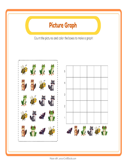 Preview of Chart Count worksheet featuring Forest Creatures for kindergarten