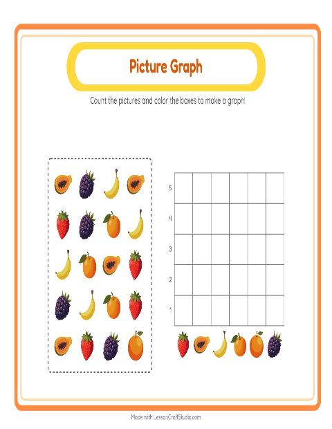 Preview of Chart Count worksheet featuring Fruits for kindergarten