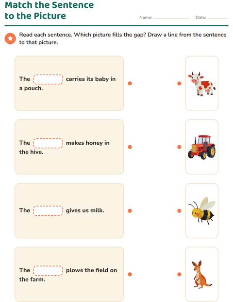 Preview of Fill in the Missing Word worksheet for grade 1
