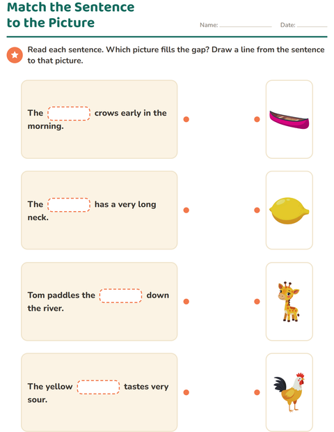 Preview of Fill in the Missing Word worksheet for grade 1
