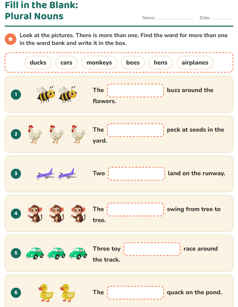 Preview of Fill in the Missing Word worksheet for grade 2