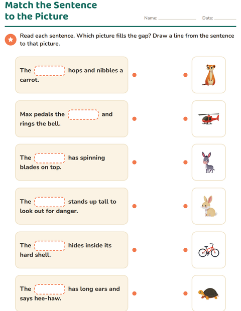 Preview of Fill in the Missing Word worksheet for grade 1