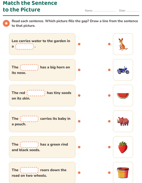 Preview of Fill in the Missing Word worksheet for grade 1