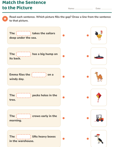 Preview of Fill in the Missing Word worksheet for grade 1