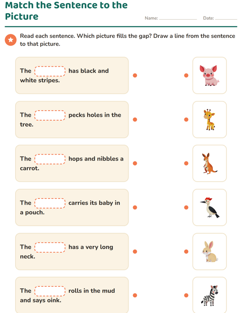 Preview of Match the Sentence to the Picture