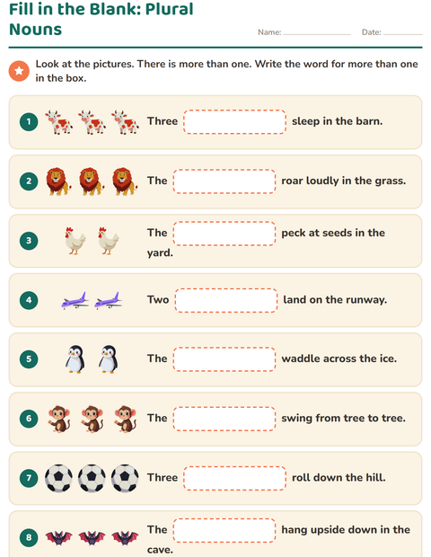 Fill in the Blank: Plural Nouns