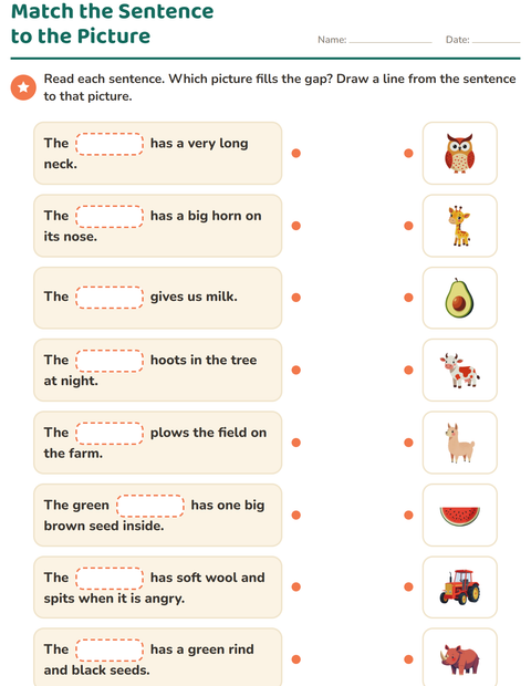 Preview of Fill in the Missing Word worksheet for grade 1