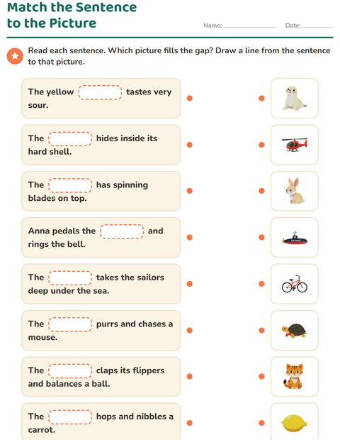 Preview of Fill in the Missing Word worksheet for grade 1